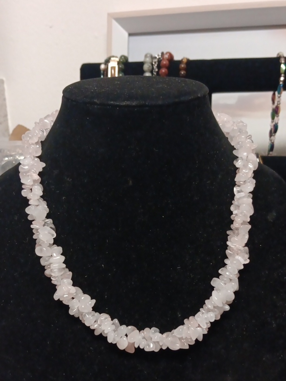 EverTrue Galilea Rose Quartz 380.00 ctw Chips Necklace in Platinum Bond 20 Inch